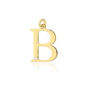 Złota zawieszka litera "B" z brylantem pr. 585