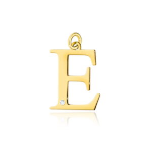 Złota zawieszka litera "E" z brylantem pr. 585