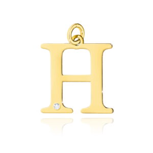 Złota zawieszka litera "H" z brylantem pr. 585
