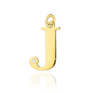 Złota zawieszka litera "J" z brylantem pr. 585