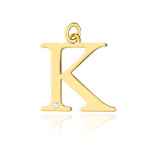 Złota zawieszka litera "K" z brylantem pr. 585