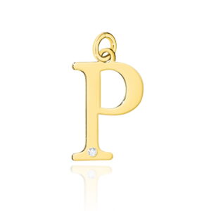 Złota zawieszka litera "P" z brylantem pr. 585