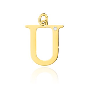 Złota zawieszka litera "U" z brylantem pr. 585