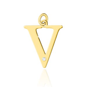 Złota zawieszka litera "V" z brylantem pr. 585