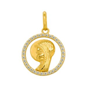 Złoty Medalik Matka Boska w Kole z cyrkoniami złoto próby 585