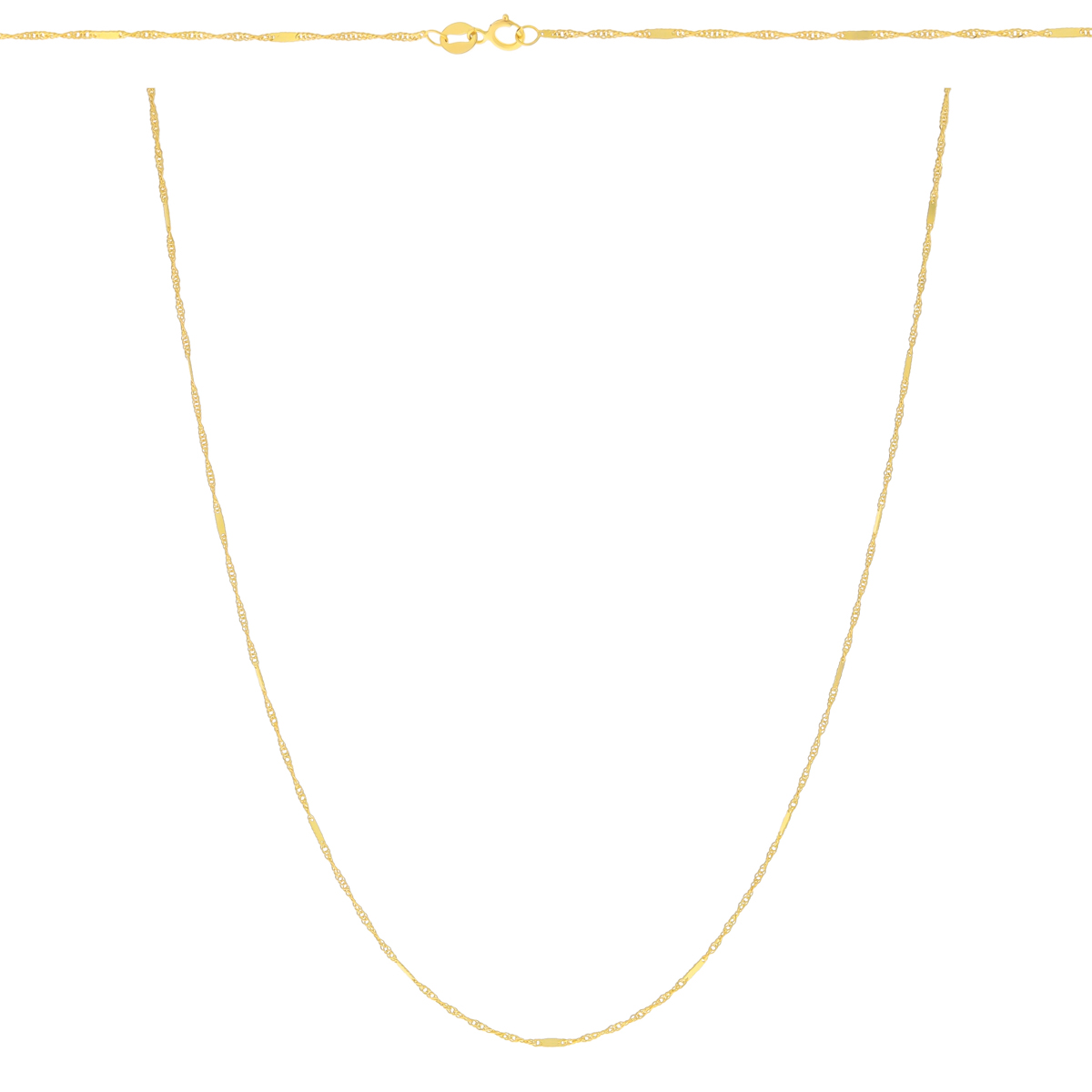 Złoty łańcuszek Singapur z blaszką 45 cm pr. 585