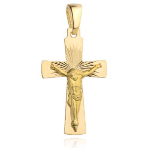Złoty krzyżyk Jezusa ukrzyżowanego w diamentowanej oprawie