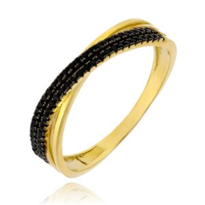 Złoty pierścionek z czarnymi cyrkoniami pr. 333