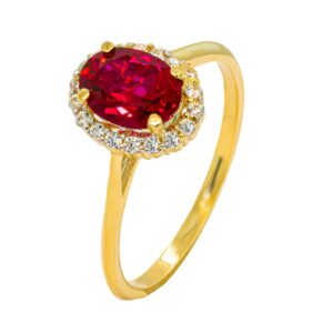 Złoty pierścionek z czerwoną cyrkonią pr.333