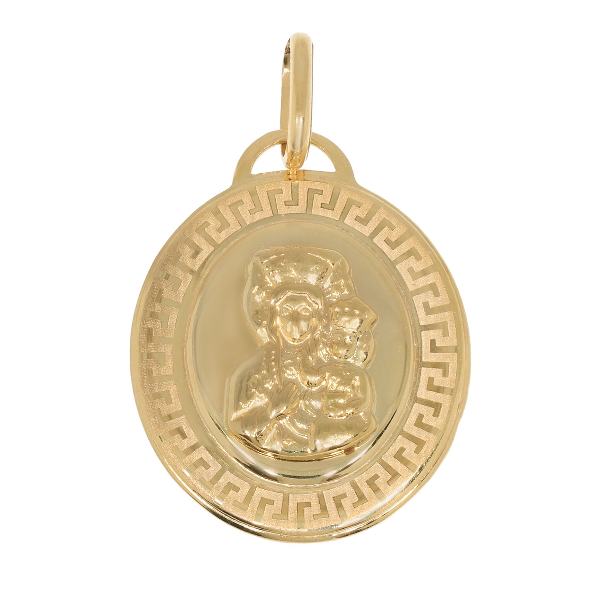 Medalik Matka Boska z greckim wzorem złoto próby 333