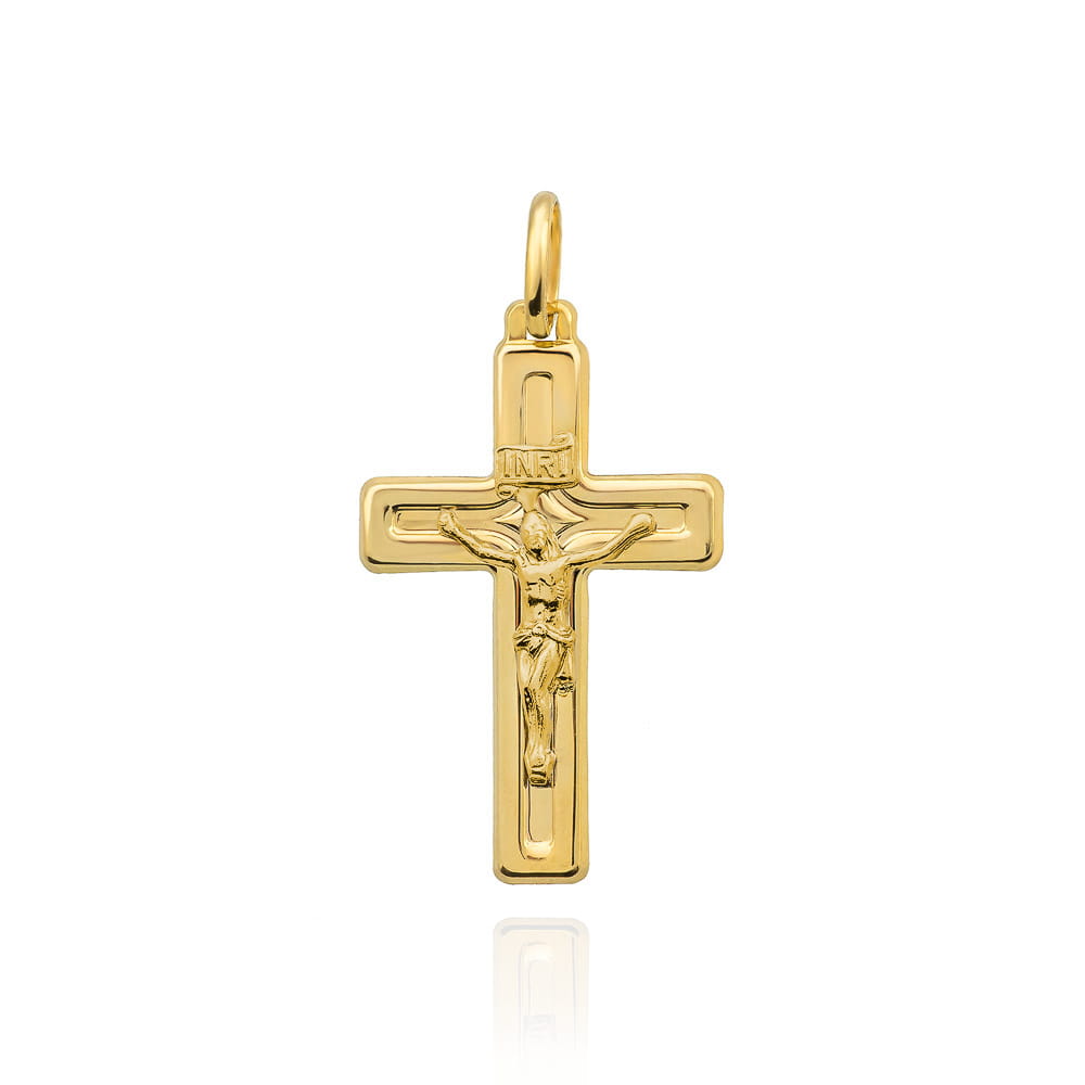 Krzyżyk złoty błyszczący z ukrzyżowanym Jezusem pr. 585