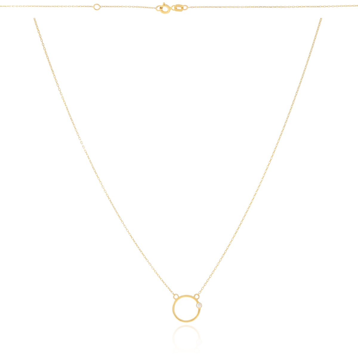 Złoty naszyjnik celebrytka kółko z cyrkonią pr. 585
