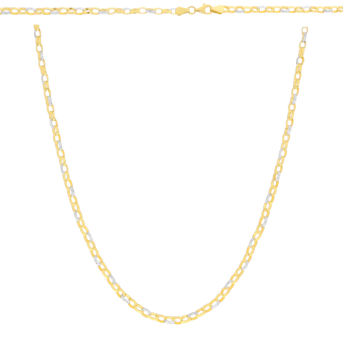 Złoty łańcuszek kółeczkowy 45 cm dwa kolory złota pr. 585
