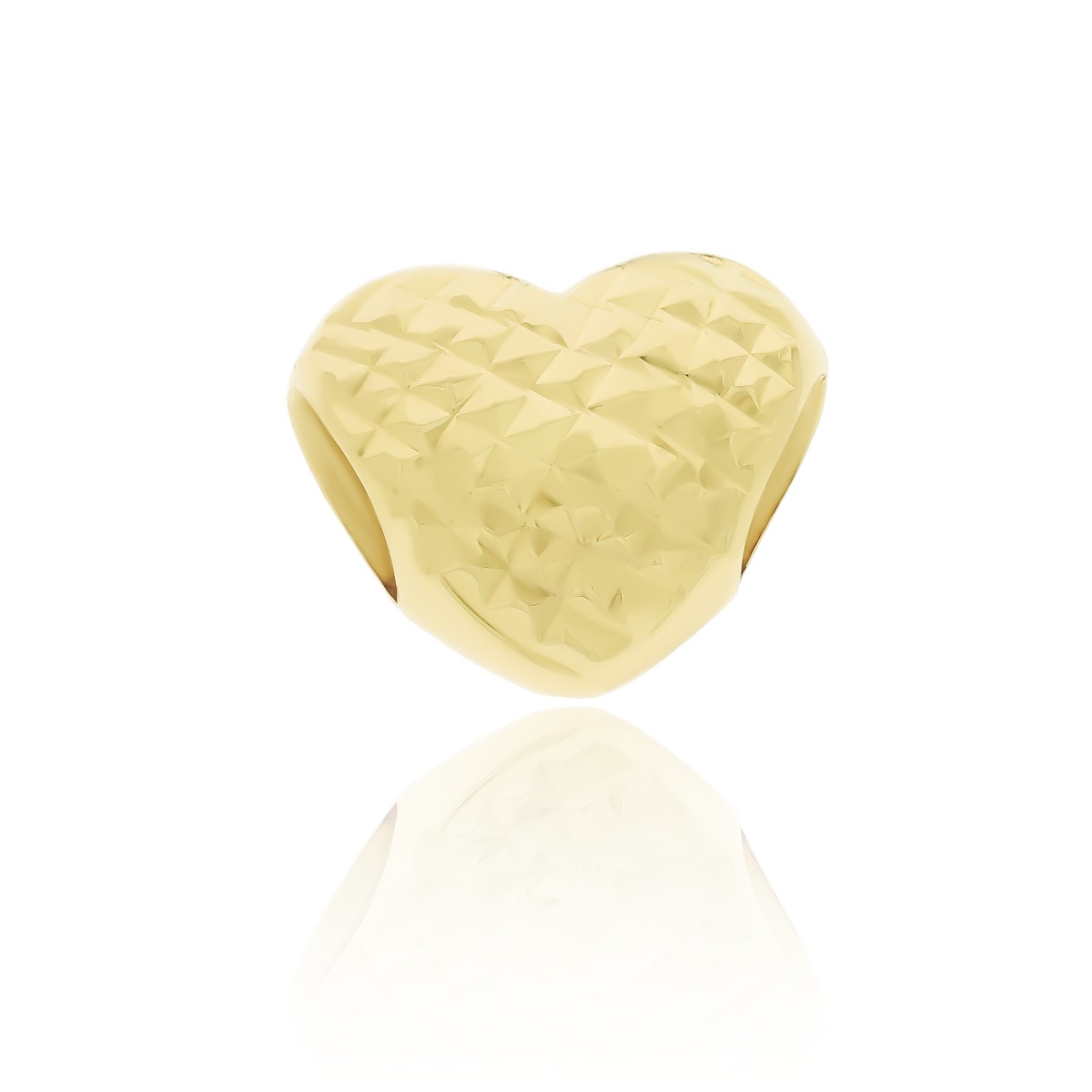 Złota zawieszka diamentowane serce do bransoletki charms pr. 585