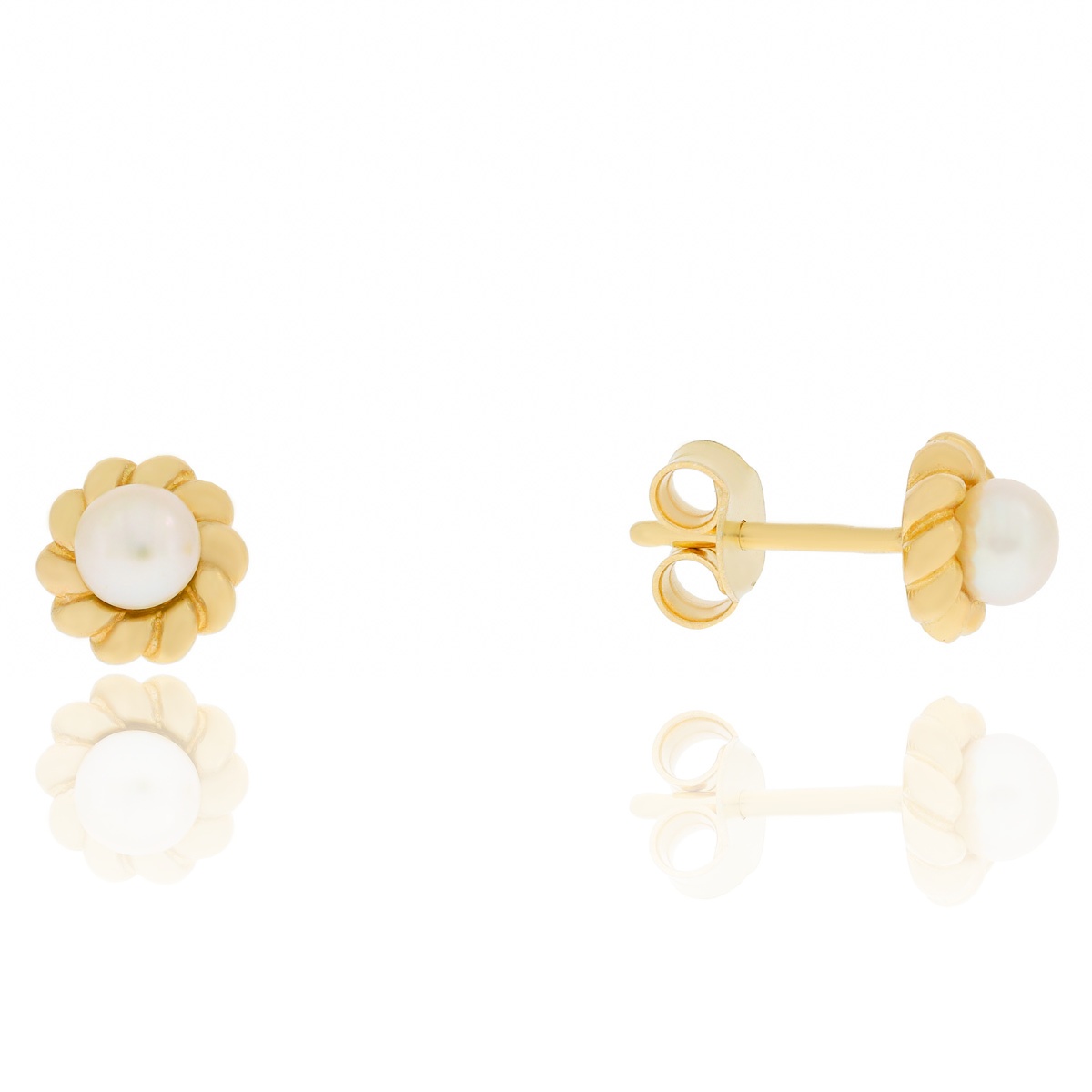 Złote kolczyki z perłami sztyfty pr.585