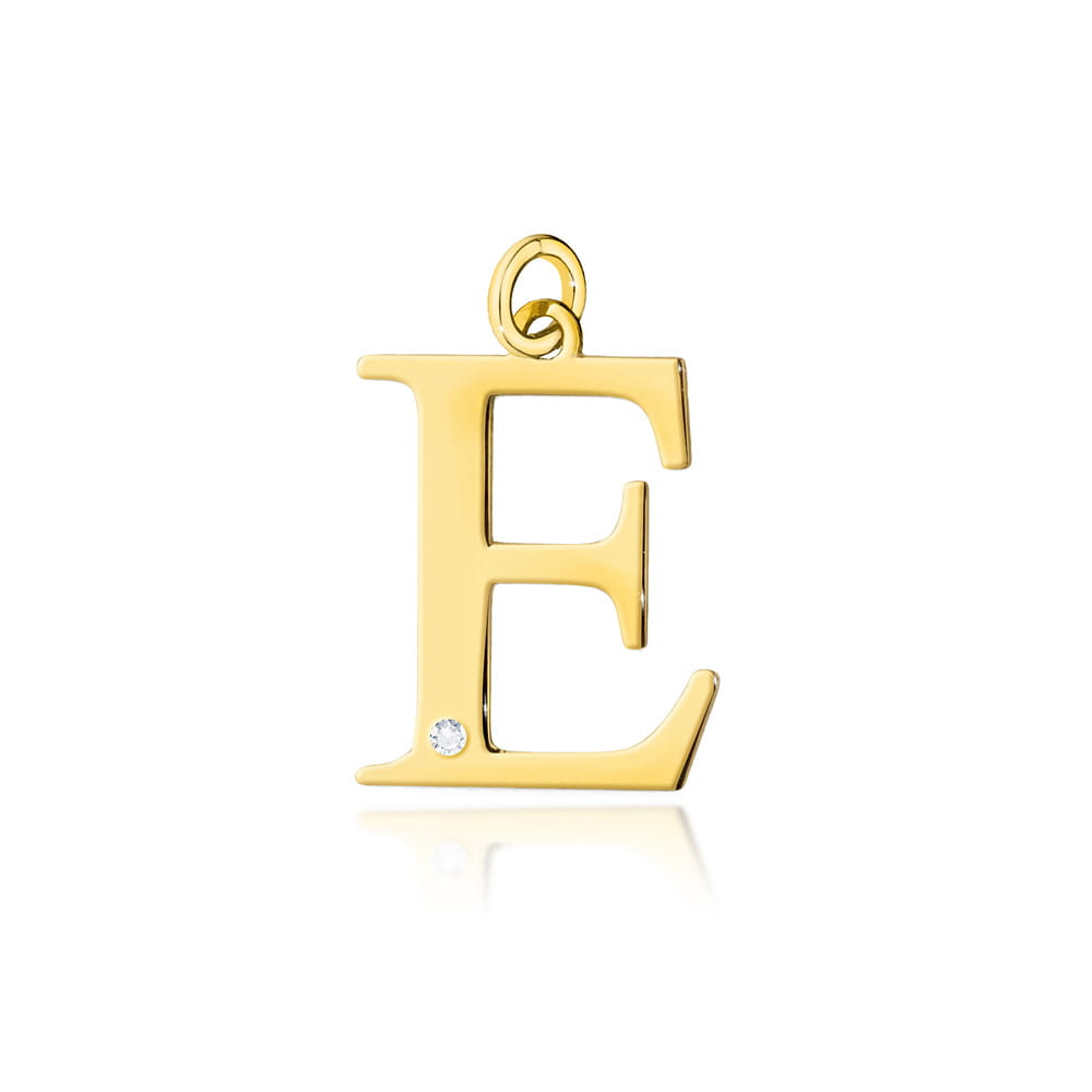 Złota zawieszka z brylantem Z-70 duża literka E