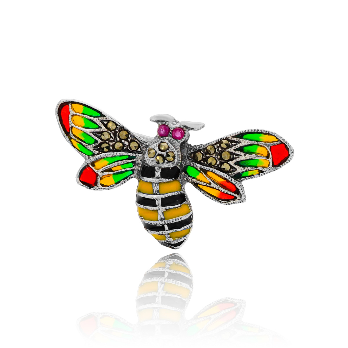 Srebrna broszka owad pszczoła z markazytami pr. 925